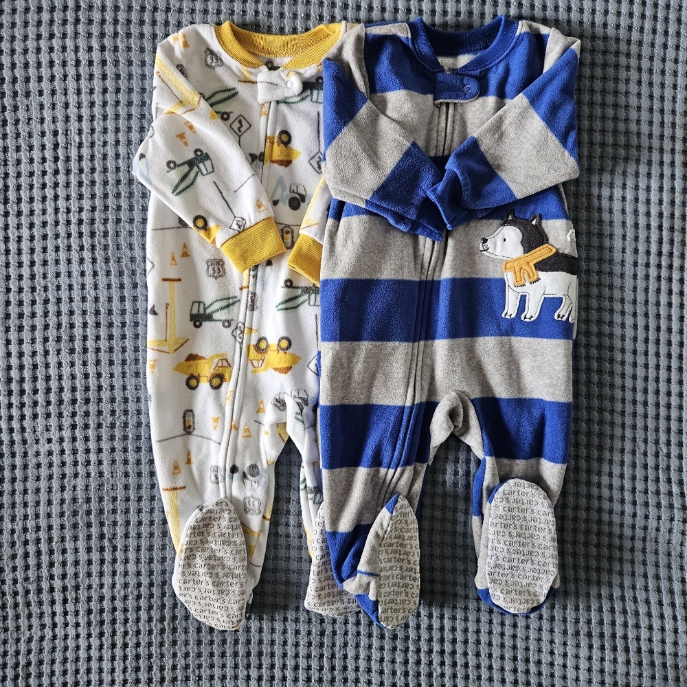 Set Of 2 Fleece Footies 9M